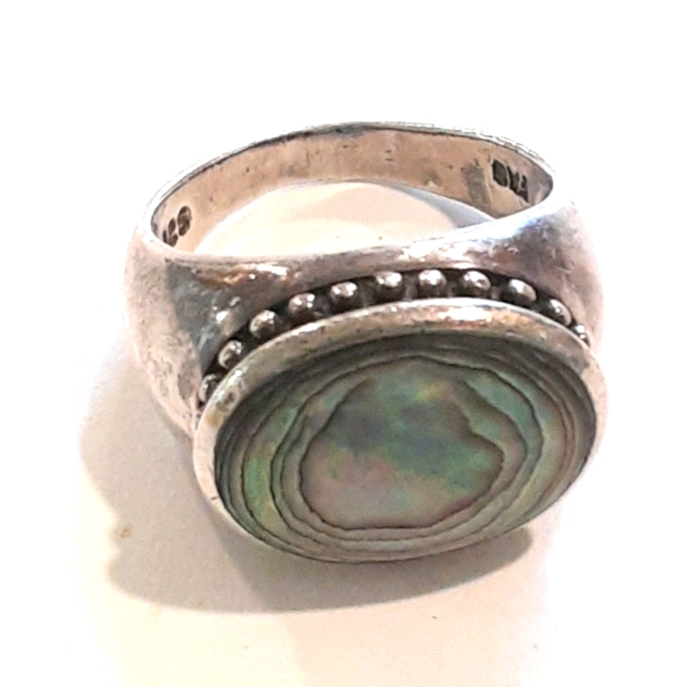 Vintage Sterling Abalone Ring Sterling Silver Ring